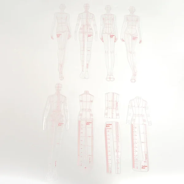 1 Set Clothing Drawing Template Ruler Model Fashion Sewing Patchwork Rulers Women Figure Drawing Template For Fashion Design