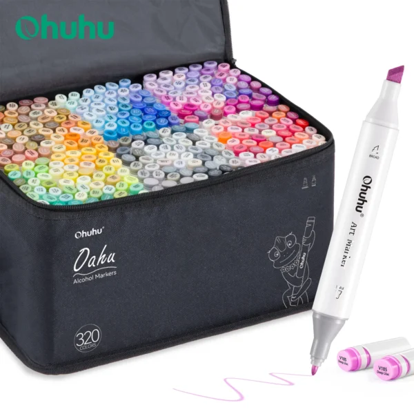 Ohuhu Oahu 320 Colors Marker Pen Set Alcohol Art Markers Dual Tips Felt Pen Sketching Drawing Graffiti Manga School Art Supplies