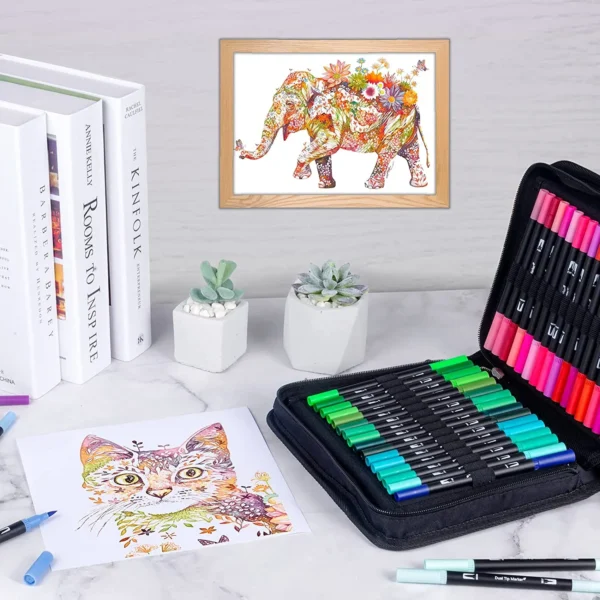Watercolor Brush Marker Pen 60/120 Colored Dual Tip Art Markers Felt Tip Pens Sketchbooks For Drawing Stationery Supplies - Image 4